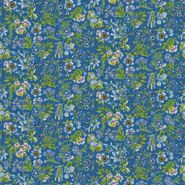 Northcott Something Blue DP25080-44 Dark Blue Multi Sm Floral | Per Half Yard