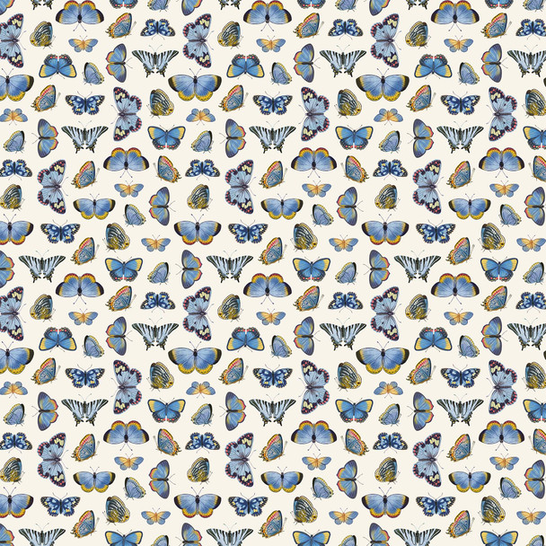 Northcott Something Blue 25081-11 Cream Multi Butterflies | Per Half Yard