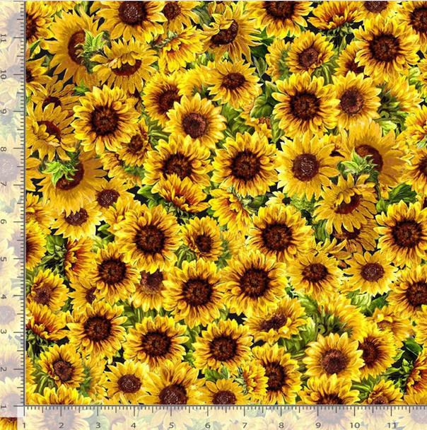 Timeless Treasures Camp Life Packed Sunflowers Digital DONA-CD1913| Per Half Yard