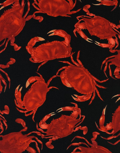 Timeless Treasures Coastal Living Crabs Red Black Digital CRAB-CD1021 | Per Half Yard