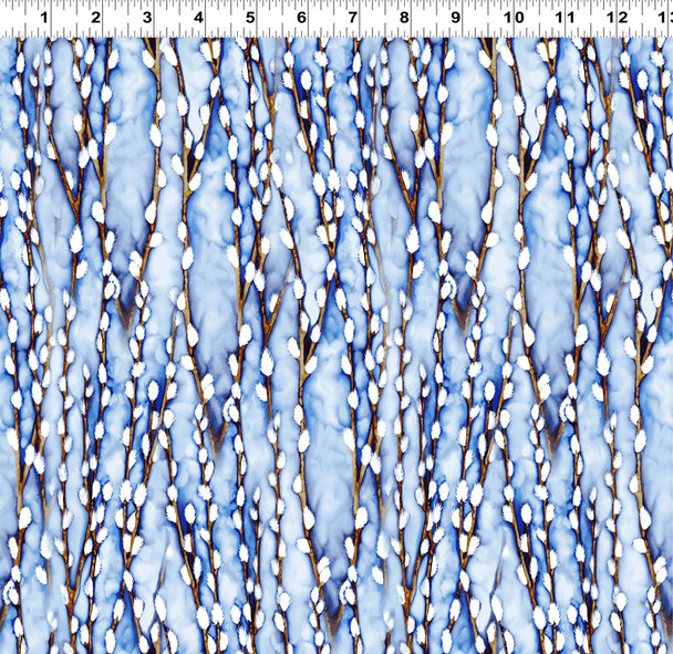 Clothworks Dragonfly Days Digital Y3756-29 Pussy Willows Light Blue | Per Half Yard