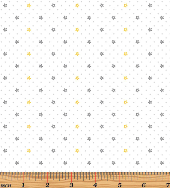 Benartex Doodle Baby Flannel 13232F-31 Sweet Dot Flower Flannel Yellow | Per Half Yard