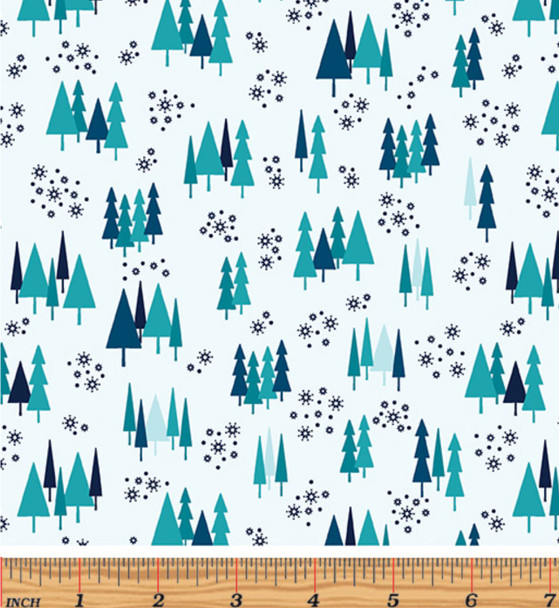 Benartex Alpine Valley 13673-24 Sugar Pine Trees Aqua | Per Half Yard