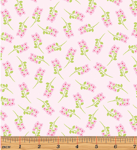 Benartex Chalk Garden Sprigs 13382-01 Light Pink | Per Half Yard