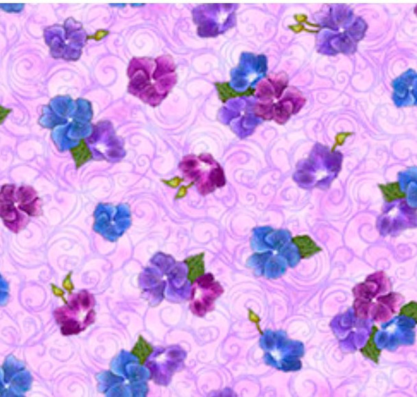 QT Fabrics Hydrangea Blooms 29560-P Hydrangea & Scroll | Sold By Half-Yard