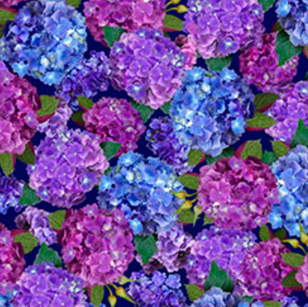 QT Fabrics Hydrangea Blooms 29559-X Packed Hydrangeas | Sold By Half-Yard