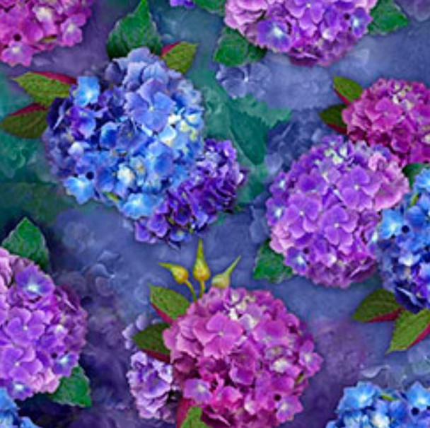 QT Fabrics Hydrangea Blooms 29558-W Large Hydrangeas | Sold By Half-Yard