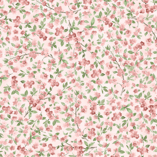 PB Indigo Petals by Beth Grove - Packed Flower Branches Pink | Per Half Yard