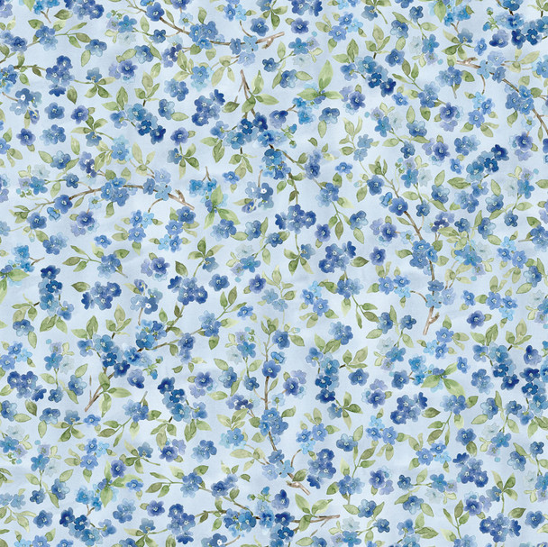 PB Indigo Petals by Beth Grove - Packed Flower Branches Blue | Per Half Yard