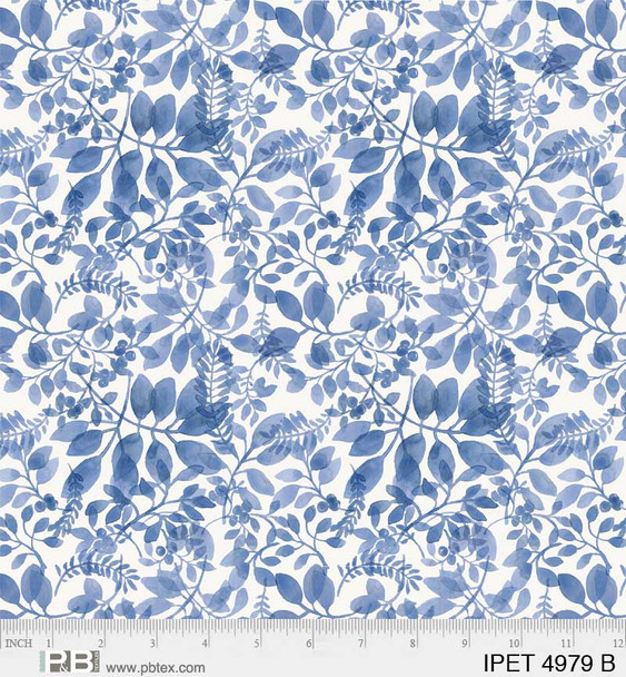 PB Indigo Petals by Beth Grove - Tonal Leaves Blue | Per Half Yard