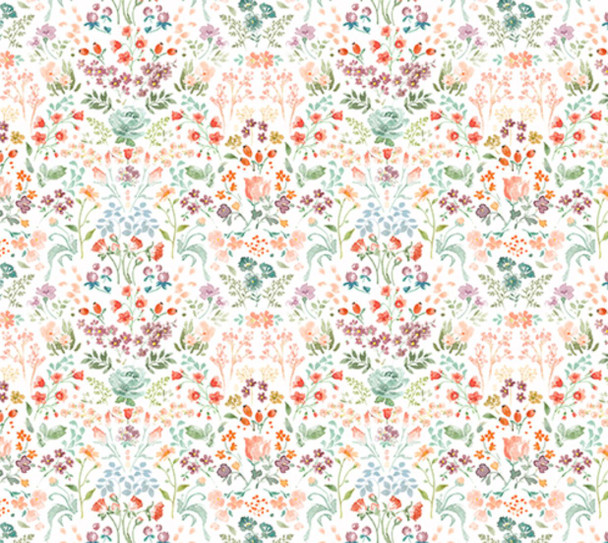 Whistler Studio Juliette 53517-1 Terrace Garden Floral White | Per Half Yard