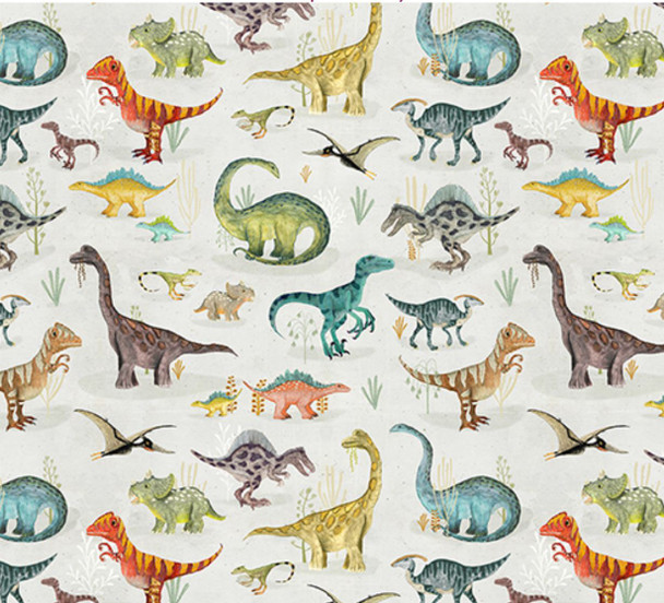 Windham Age of the Dinosaurs 53555D-2 A Moment in Time Linen Cream | Per Half Yard