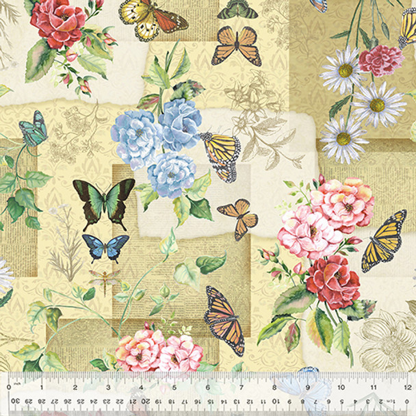 Windham Butterfly Collector Natural Specimens Floral Butterflies 53609-1 Tan | Per Half Yard