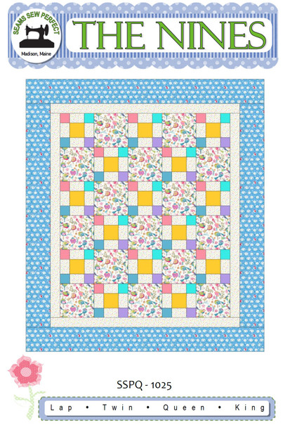 The Nines Quilt Pattern |  Great for Large Feature Fabrics and Scraps| Choose from 4 Sizes
