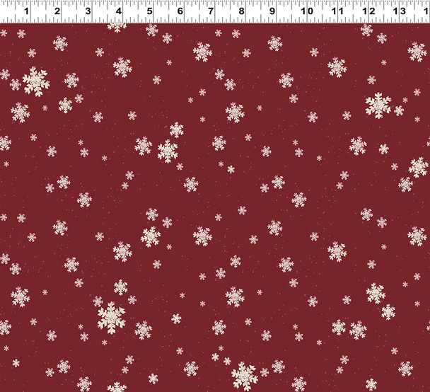 Clothworks Better Not Pout Y3789-83 Snowflakes Dark Red | Sold By Half-Yard