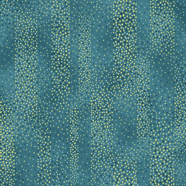 Hoffman Chickadee Cheer Dot Blender Metallic Turquoise/Gold |Per Half Yard