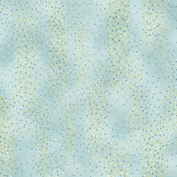 Hoffman Chickadee Cheer Dot Blender Metallic Aqua/Gold |Per Half Yard