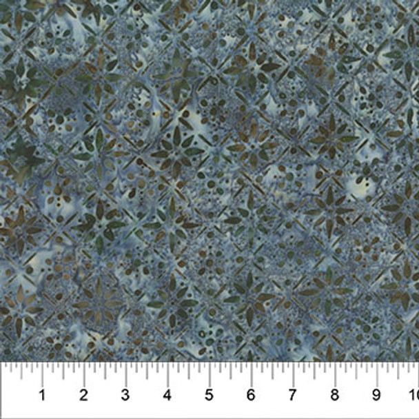 Northcott Pearls Banyan Batik 80999-93 Gray Daisy Tile | Per Half Yard