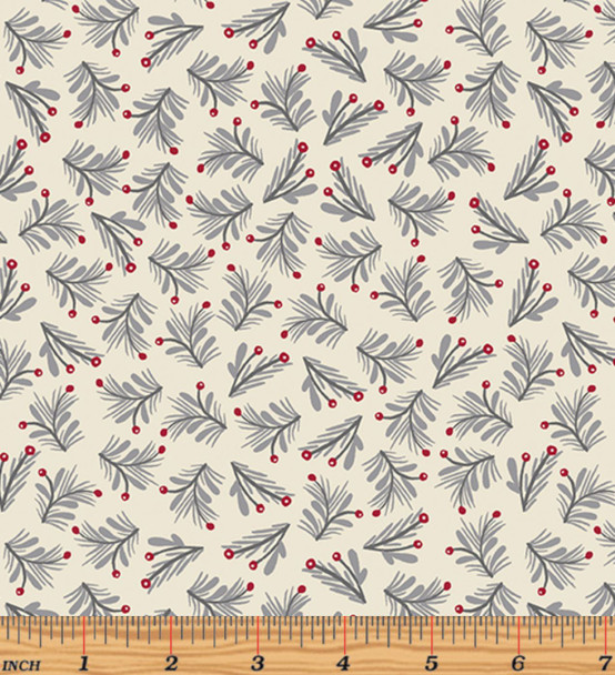 Benartex Woodland Magic 13374-70 Berry Magic Cream Pine | Per Half Yard