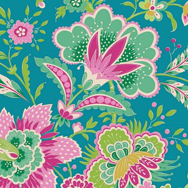 Tilda Bloomsville Late Bloomer Lagoon TIL100511-V15 | Priced per Half Yard