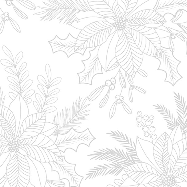 Benartex Holiday Snow 14243-09 White Poinsettias All White| Per Half Yard