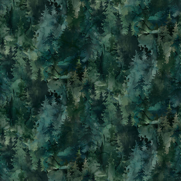 Northcott Northern Peaks DP25169-74 Pine Trees | Per Half Yard