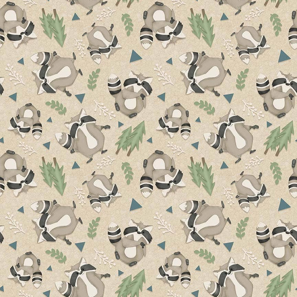 Henry Glass Dream Big Little One - Tossed Arks Beige Racoon Hedgehog Fox | Per Half Yard