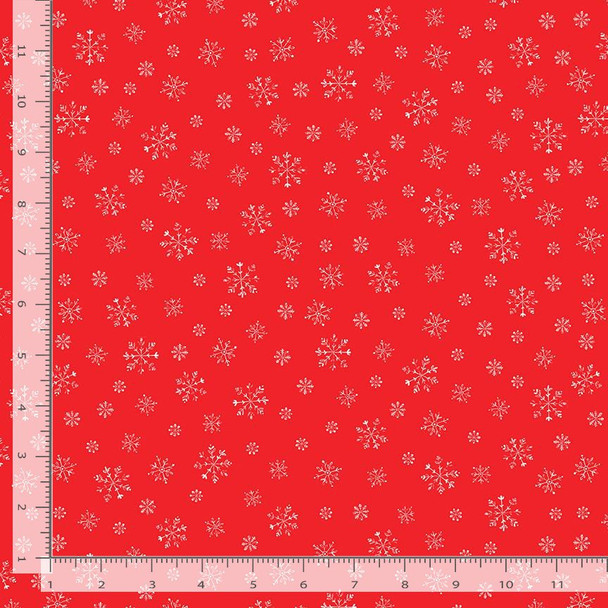 Timeless Treasures DIGITAL Cute Snowflakes Red- Gnome for Christmas |Sold By Half-Yard