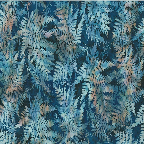 Hoffman Bali Batik | Very Berry Blue V2518-19 Ferns Navy | Per Half-Yard