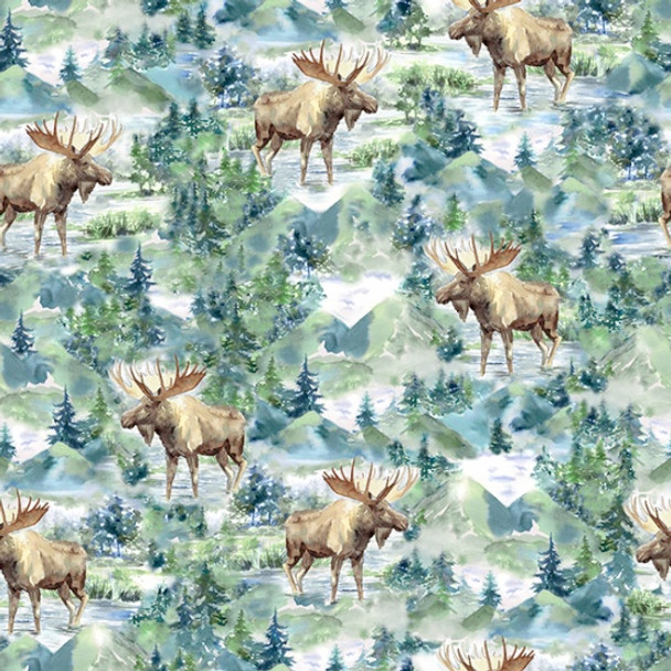 Hoffman Cabin In The Woods V5256-367 Aspen Moose | Per Half Yard