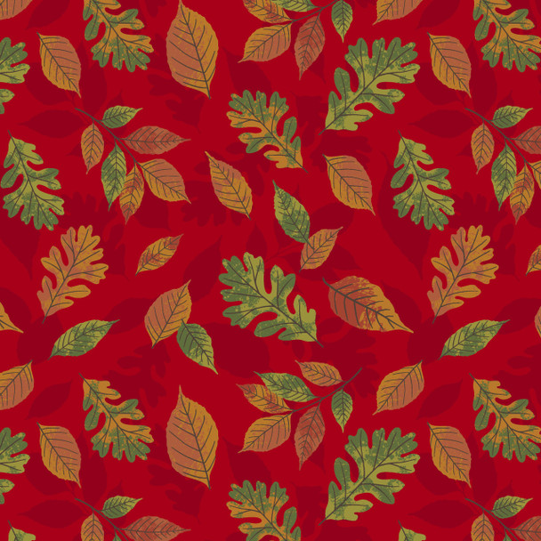 Benartex 2023 New England Shop Hop Autumn Leaves Red | Per Half Yard