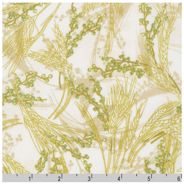 Robert Kaufman Autumn Fields SRKM 21575-15 Ivory Wheat Field Metallic| SOLD BY THE HALF-YARD