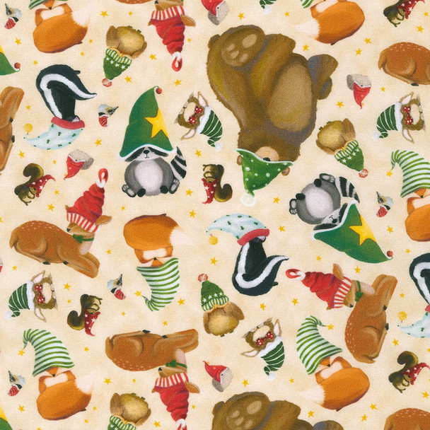 Robert Kaufman Gnomeland Critters SRKD-21926-14 Natural Assorted Gnome Critters | Per Half Yard