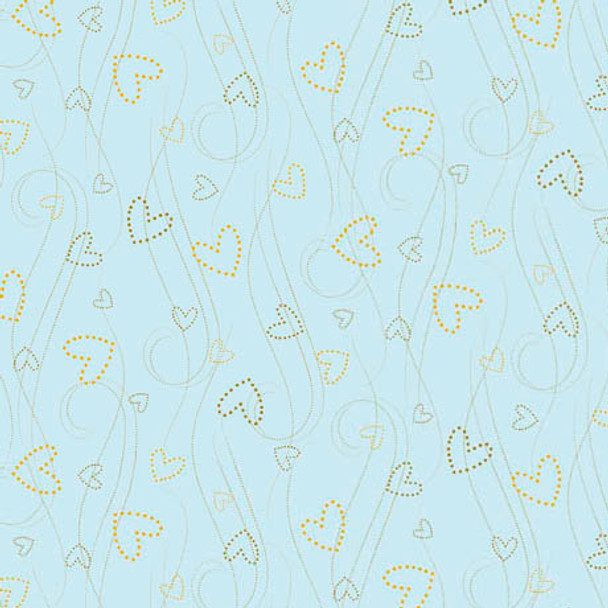 QT Fabrics | Darling Duckies 29715-B Heart Scroll Blue | Sold By Half-Yard