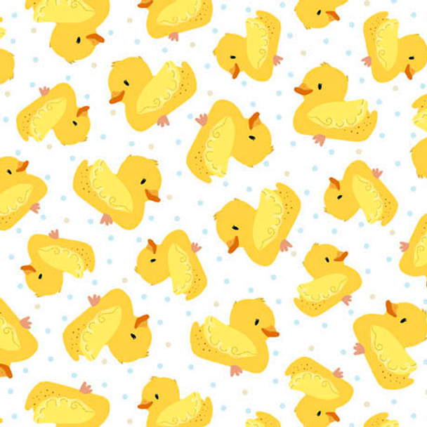 QT Fabrics | Darling Duckies 29713-Z Rubber Duckies Tossed | Sold By Half-Yard