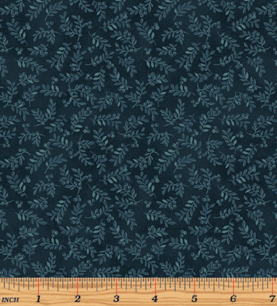 Benartex American Spirit 7563-55 Harvest Berry Leaves Blue | Per Half Yard