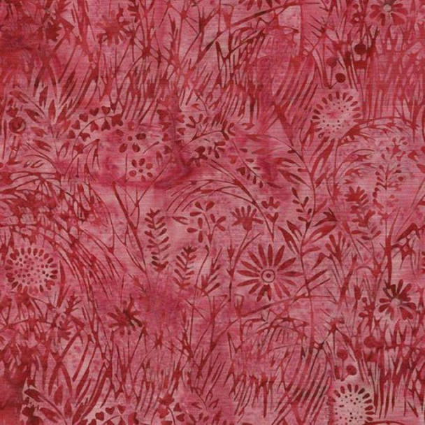 Island Batik Sunny Meadow 122207145 Meadow Grass Raspberry| Per Half Yard