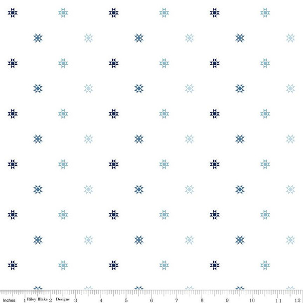 Riley Blake Simply Country Quilt Stars White C13417 | Per Half Yard