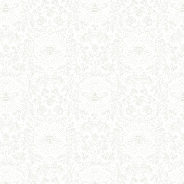 Lewis & Irene Tiny Tonals TT1-1 Queen Bee White on White Tonal | Per Half Yard