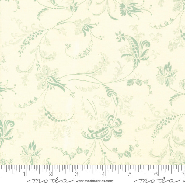 Moda Collections for a Cause: Etchings 44333-21 Jacobean Scroll Blender Parchment Aqua | Per Half Yard