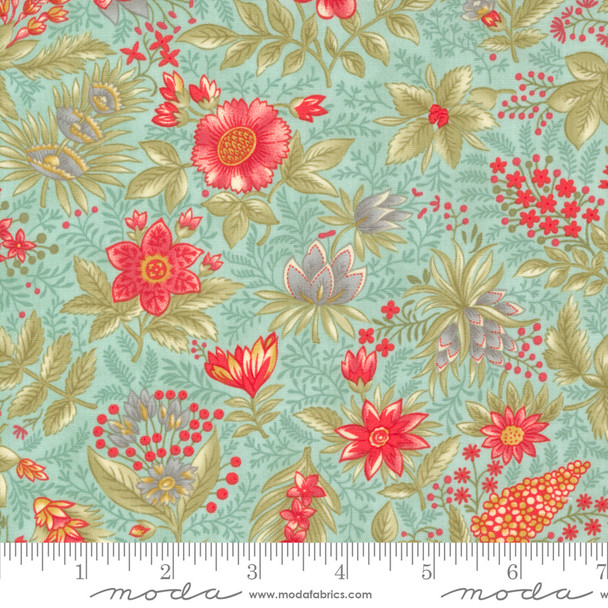 Moda Collections for a Cause: Etchings 44332-12 Jacobean Floral Aqua | Per Half Yard