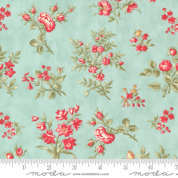 Moda Collections for a Cause: Etchings 44331-12 Garden Floral Aqua | Per Half Yard