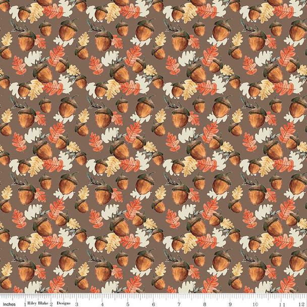 Riley Blake Shades of Autumn C13473 Brown Acorns Oak Leaves | Per Half Yard