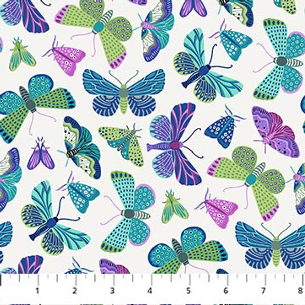 Northcott Water's Edge 26713-11 Cream Flight Colorful Moths & Mayflies | Per Half Yard