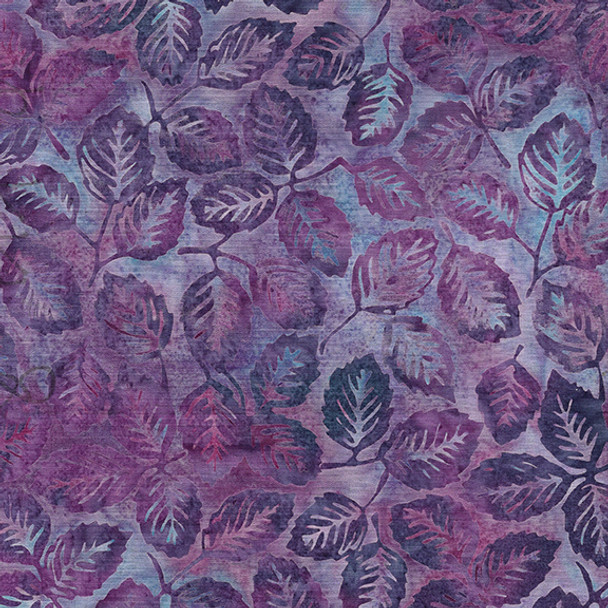 Island Batik English Lavender 112322420 Leaves Mint Basil  Purple| Per Half Yard