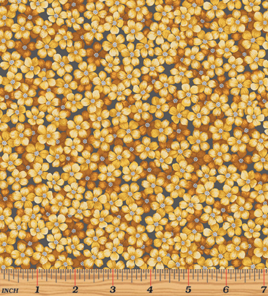 Benartex Whispering Lilies 3278-32 Forget Me Not Gold | Per Half Yard