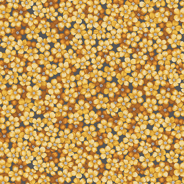 Benartex Whispering Lilies 3278-32 Forget Me Not Gold | Per Half Yard