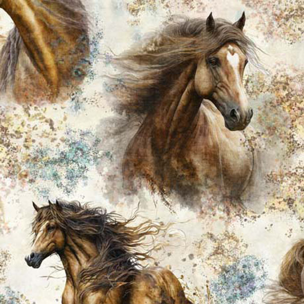 QT Fabrics Stallion Song 29936-E Horse Allover | Per Half-Yard