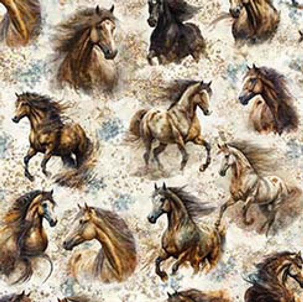 QT Fabrics Stallion Song 29936-E Horse Allover | Per Half-Yard