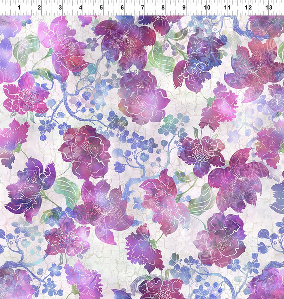 In The Beginning - Ethereal by Jason Yenter 1JYT-3 Large Floral Purple | Sold By Half-Yard
